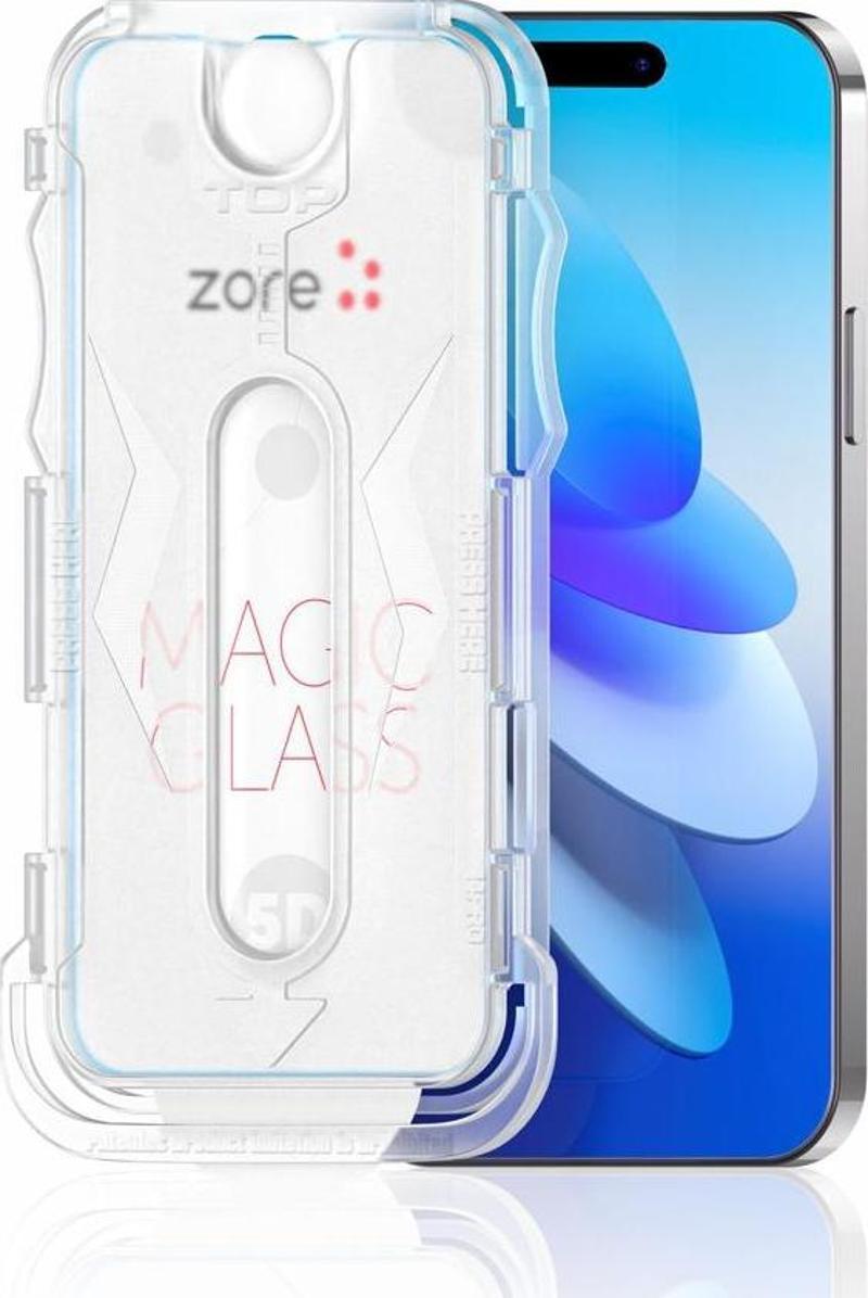 Apple iPhone 16 Plus Zore Kolay Uygulama Aparatlı 5D Magic Glass Cam Ekran Koruyucu