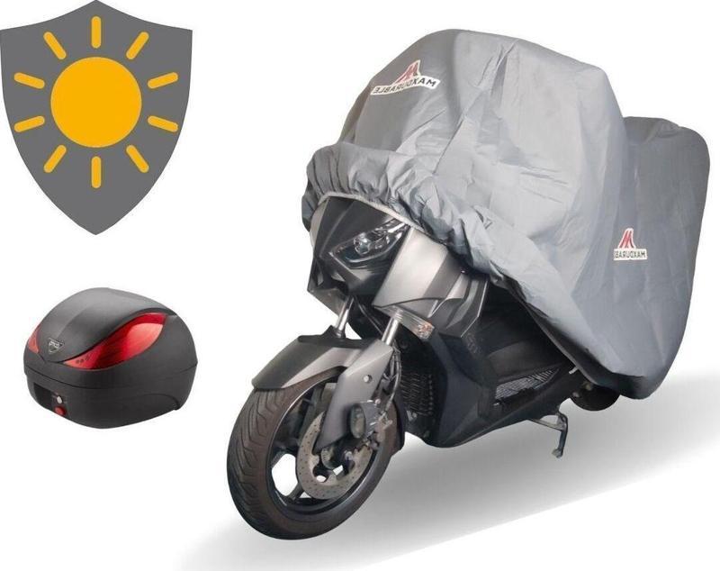 Yuan 150 23 Arka Çantalı Motor Brandası 120Gr Gri Sıvamalı Su Geçirmez