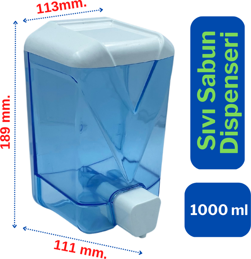 Plastik Şeffaf Sıvı Sabun Dispenseri 1000 ml. x 10 Adet
