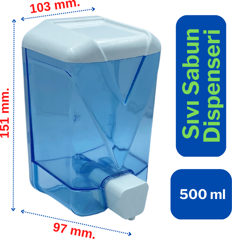 Plastik Şeffaf Sıvı Sabun Dispenseri 500 ml. x 10 Adet