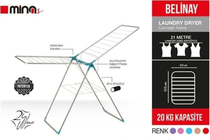 Belinay Çamaşır Askısı Çelik Metal Boru Kurutmalık Lüks Bakalit Aksam