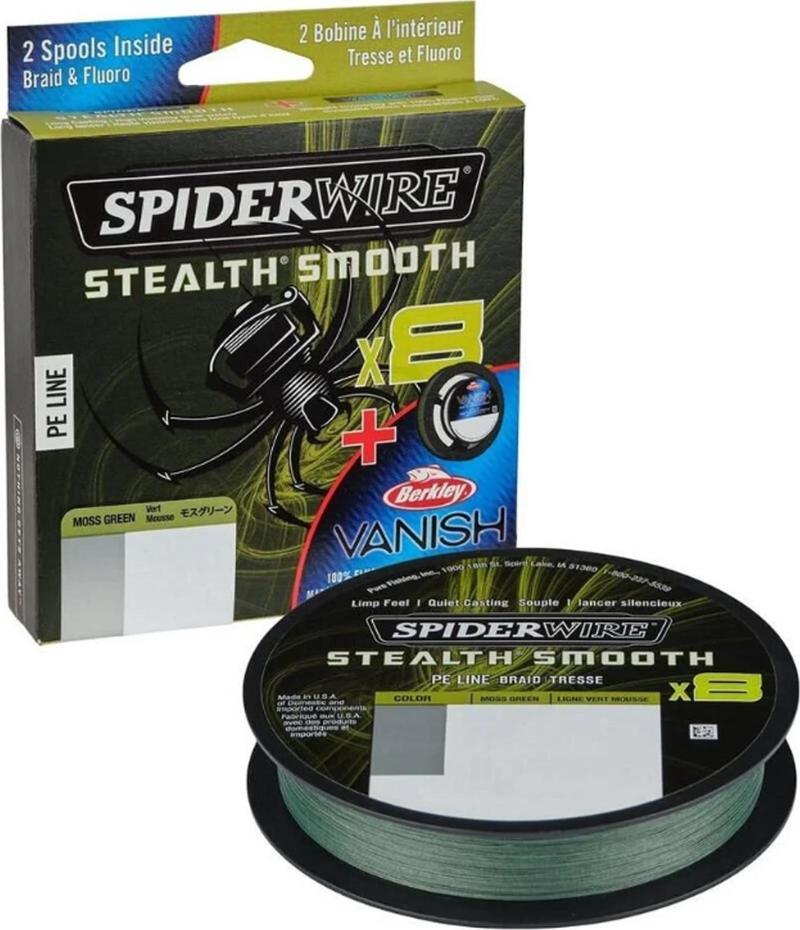 Spider Wire 8 Braid & Fluorocarbon Duo Spool System 150 & 50m Moss Green/Clear  0,09 & 0.25mm