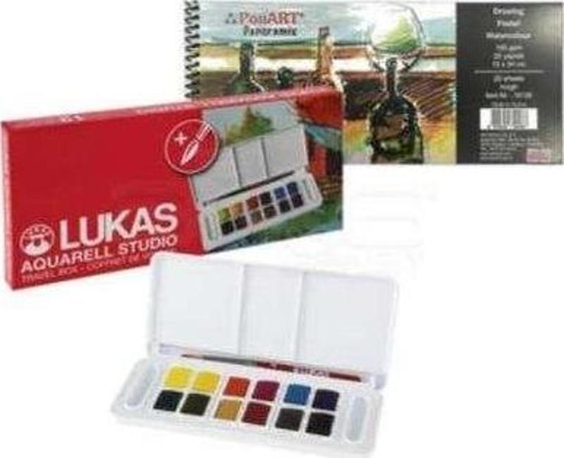 6855 Studio Aquarell 12 Renk + Defter Set