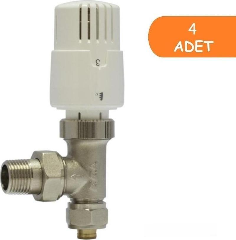 4 Adet ECA TRV4 Termostatik Köşe Radyatör Valfi Pex Köşe 602120780