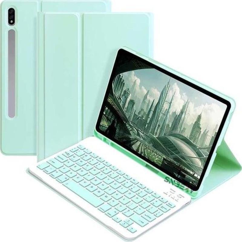 Samsung Galaxy Tab S9 Plus RGB Led Işıklı Türkçe Karakterli Bluetooth Özellikli Kalemlikli Klavyeli Kılıf SM - X810