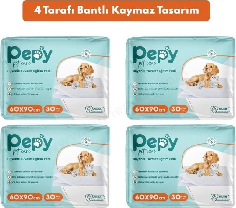 Kaydırmaz Hijyenik Tuvalet Eğitim Pedi 60x90cm 120 Adet - 4 Paket