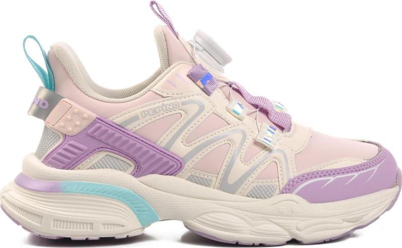 1832-F Pudra-Lila Misina Bağcıklı Kız Çocuk Sneaker