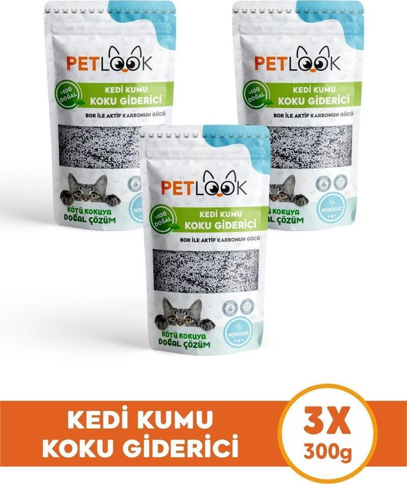 Kedi Kumu Koku Giderici, Bor ve Aktif Karbonlu Koku Giderici Kokusuz 300 GR, 3'lü Set