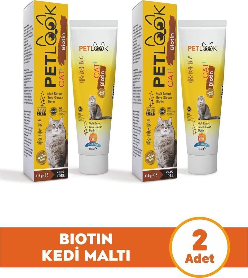 Kedi Tüy Dökümü Engelleyici Biotin Kedi Maltı, Kedi Vitamini, Kedi Ödülü 2'li Ekonomik Set