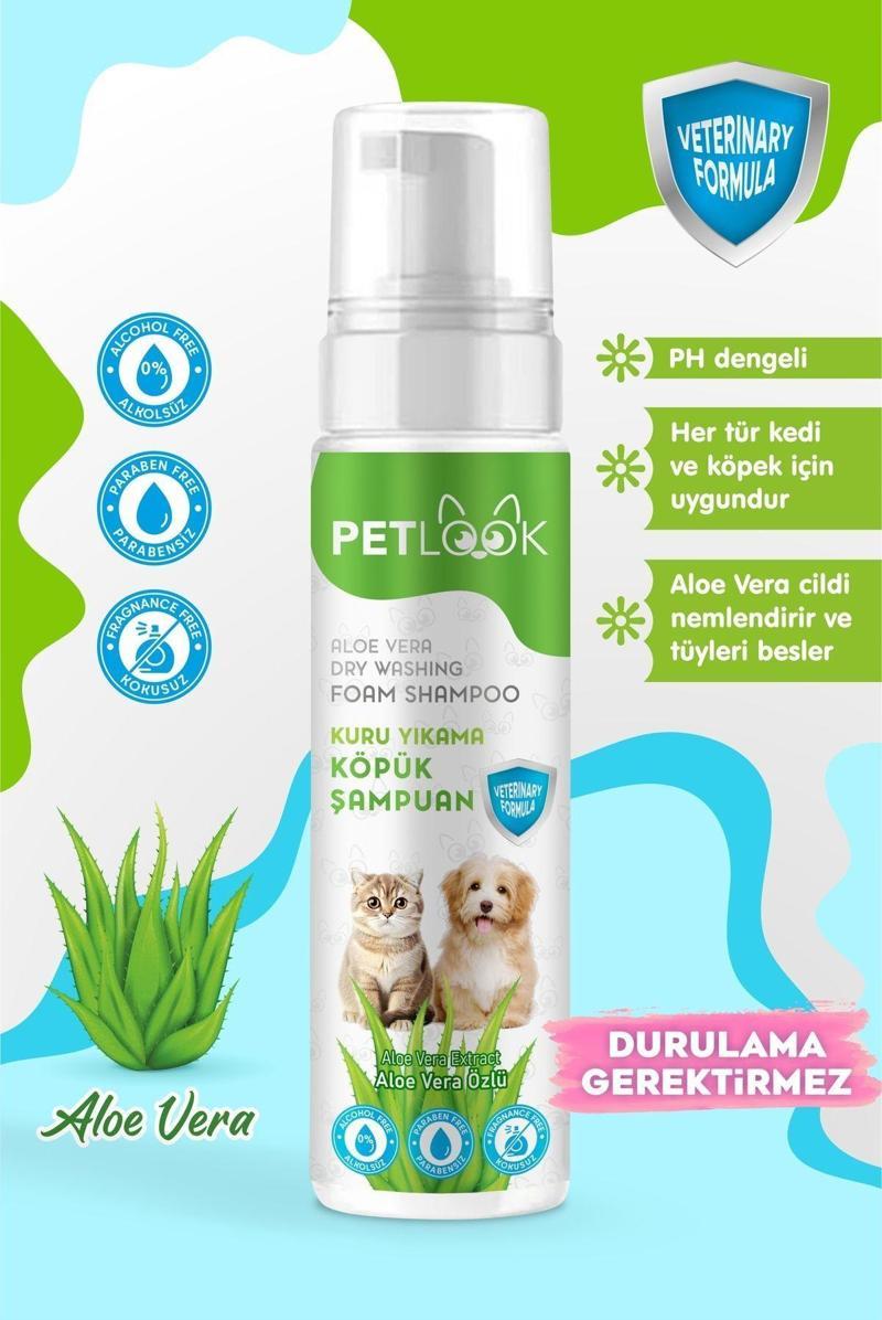 Köpek Kuru Köpük Şampuanı Aloavera Özlü 200 ml, Köpük Kedi ve Köpek Şampuanı