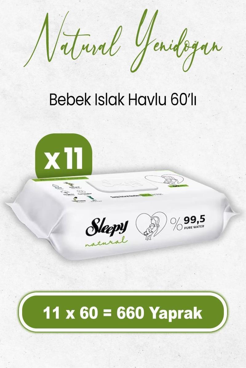 Natural Yenidoğan Islak Bebek Havlusu 60 x 11 Adet (660 Yaprak)