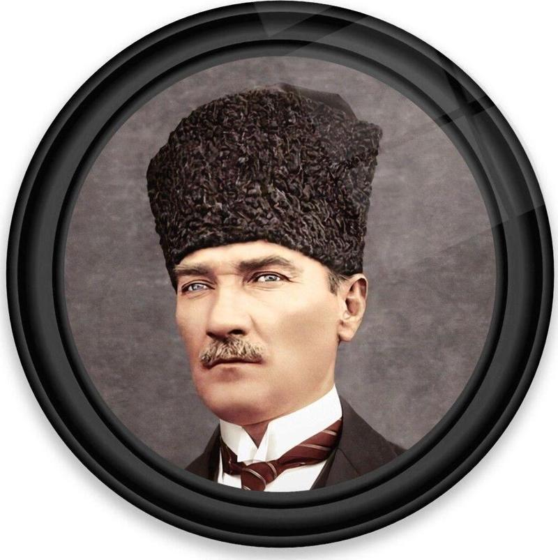 Atatürk Yuvarlak Cam Tablo | Hediyelik, Dekoratif, Ofis, Mutfak