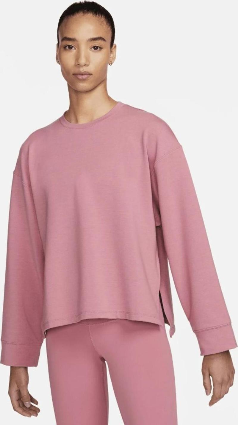 Yoga Organik Pamuklu Oversize Pembe Kadın Sweatshirt (GENİŞ KALIP)