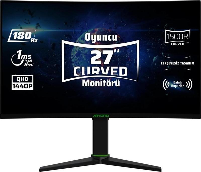 Aryond A27 V2 27" 180Hz QHD 1ms HDR10 300Nit G-Sync FreeSync Curved Pivot VA Oyuncu Monitörü