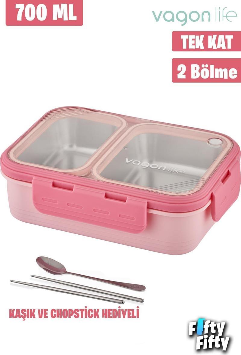 Lunch Box 700 ML Tek Kat İki Bölmeli Metal Kaşıklı Yeni Nesil Sefer Tası-FFLBOX7096