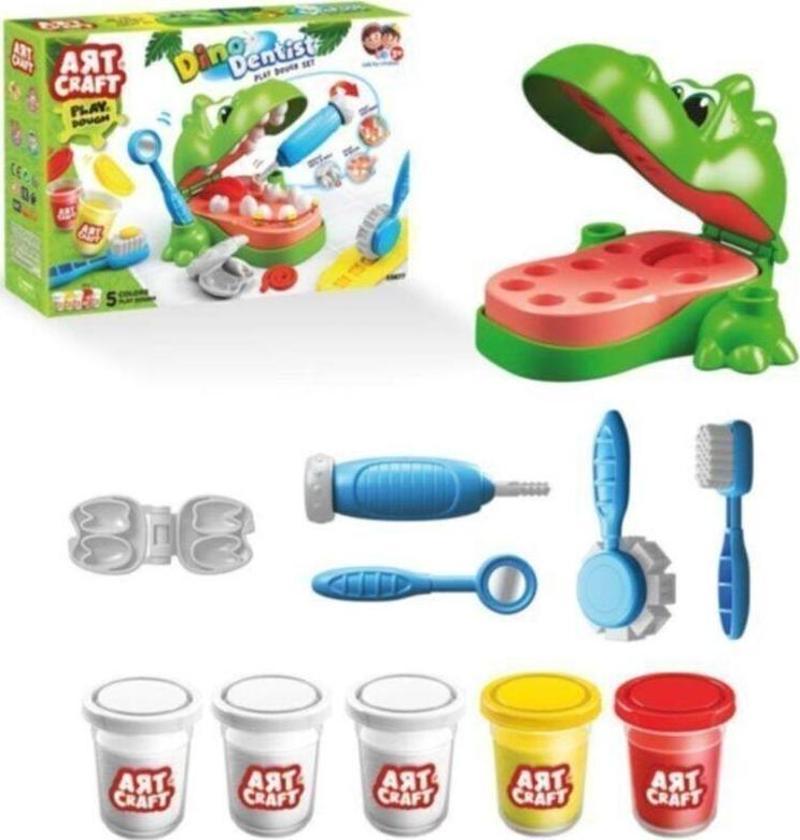 Art Craft Eğitici Dino Dentist Oyun Hamuru Seti - Play Dough Dinazor Dişçi Seti