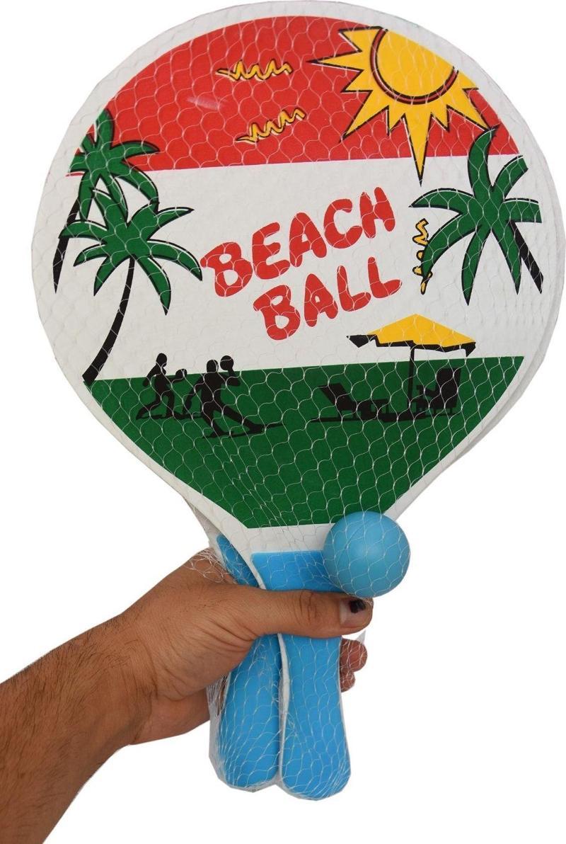 Tenis Raketi Beach Ball Ahşap Tahta Raket Pinpon Top Seti 2Li
