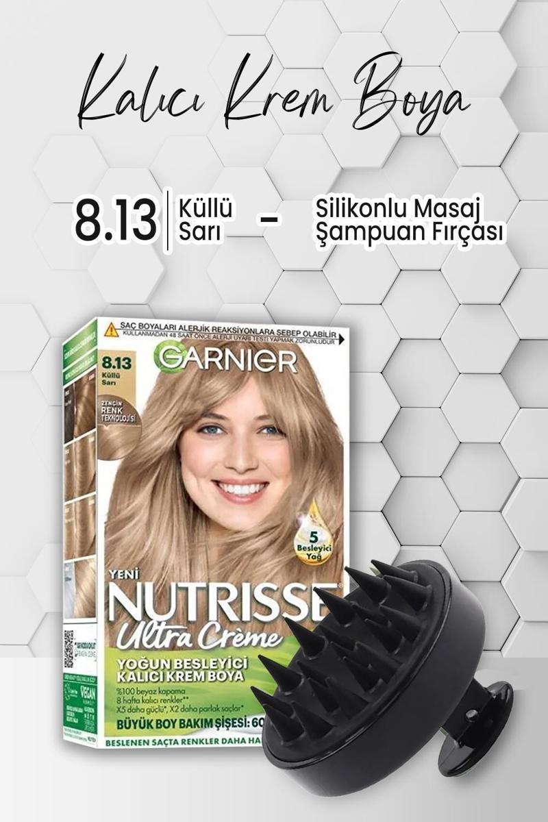 Nutrisse Krem Saç Boyası 8.13 Küllü Sarı ve Şampuan Fırçası Siyah