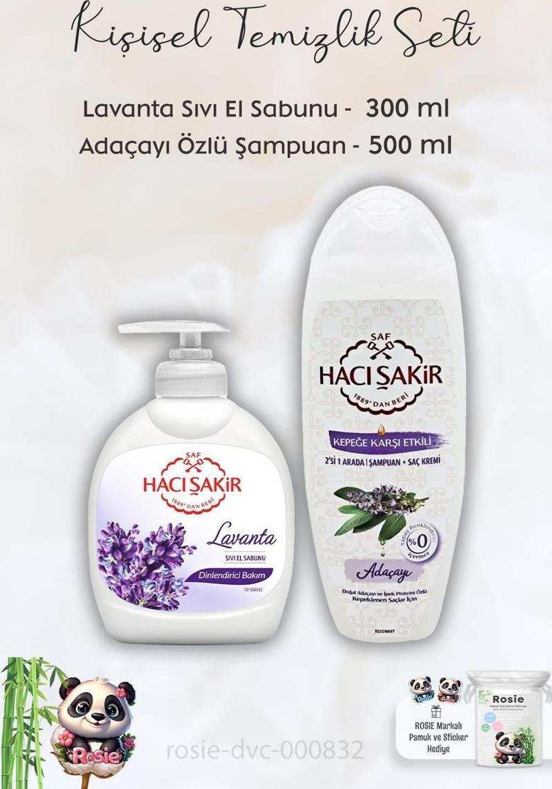 Lavanta Dinlendirici Sıvı Sabun 300 ml, Adaçayı Şampuan 500 ml ve ROSIE