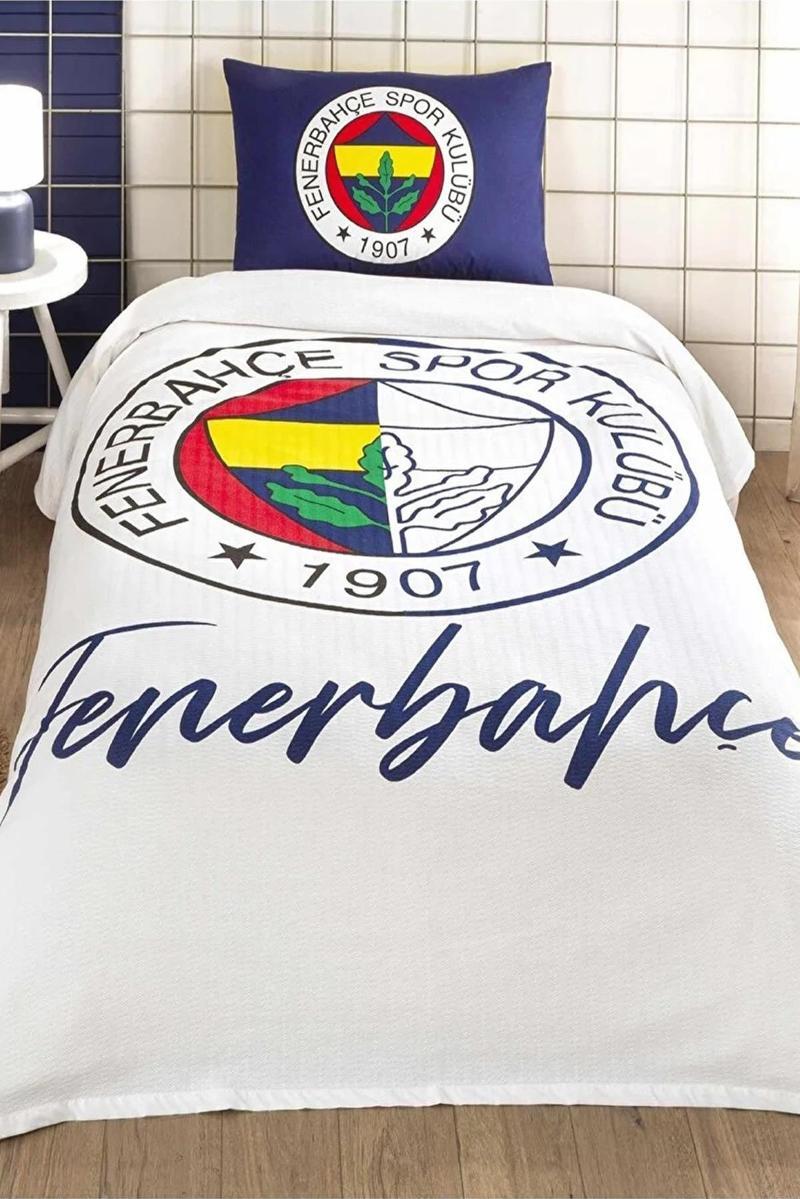 Lisanslı Fenerbahçe Yarım Logo Pamuklu Tek Kişilik Pike Takımı