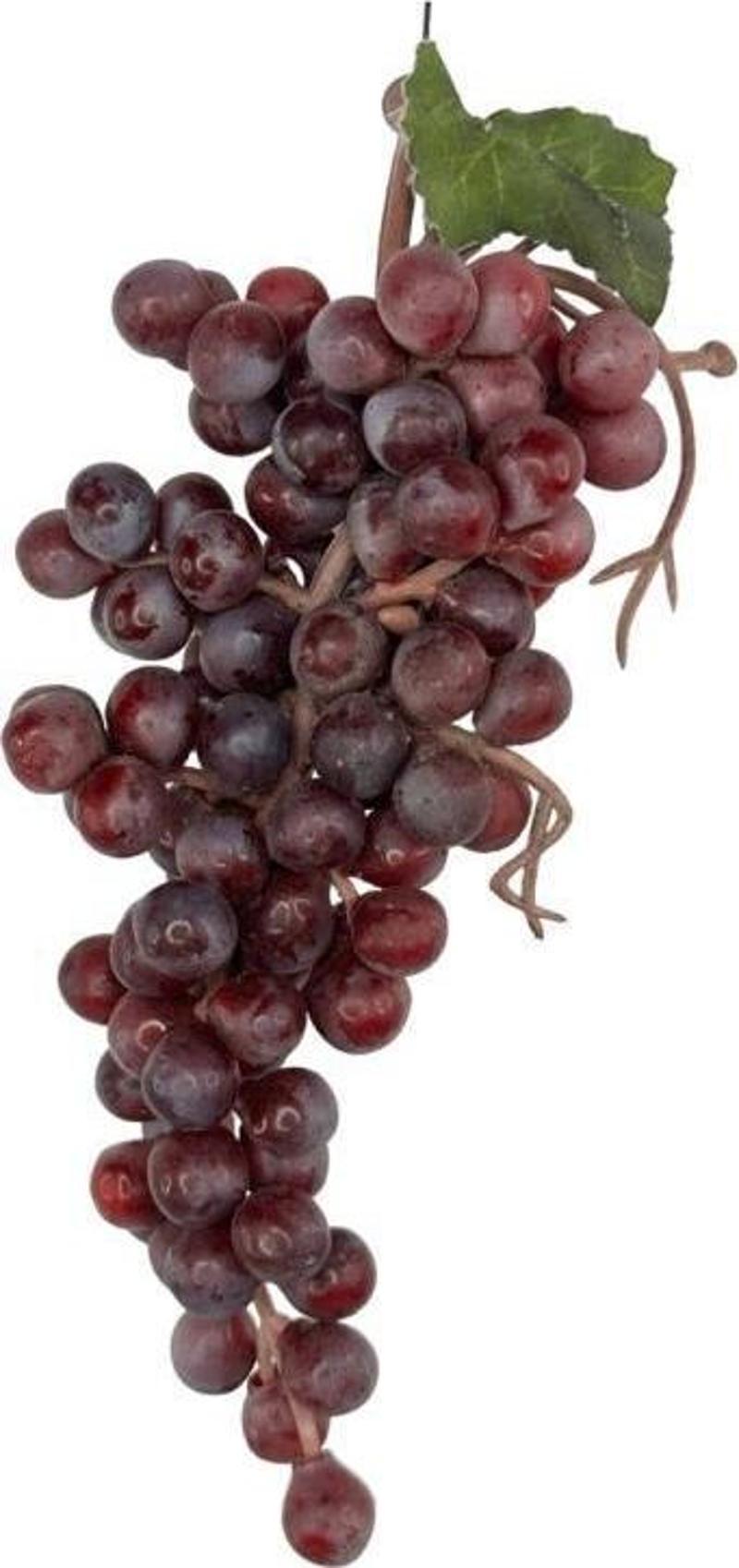 Yapay Meyve Mor Siyah Üzüm 80 Üzümlü Süs Dekoratif Sahte Meyve 16 cm