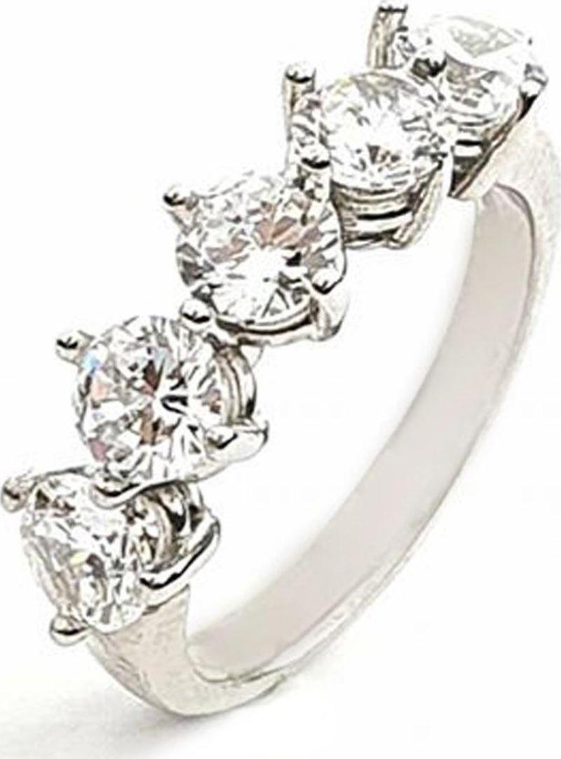 Swarovski Taşlı Gümüş Beş Taş Yüzük