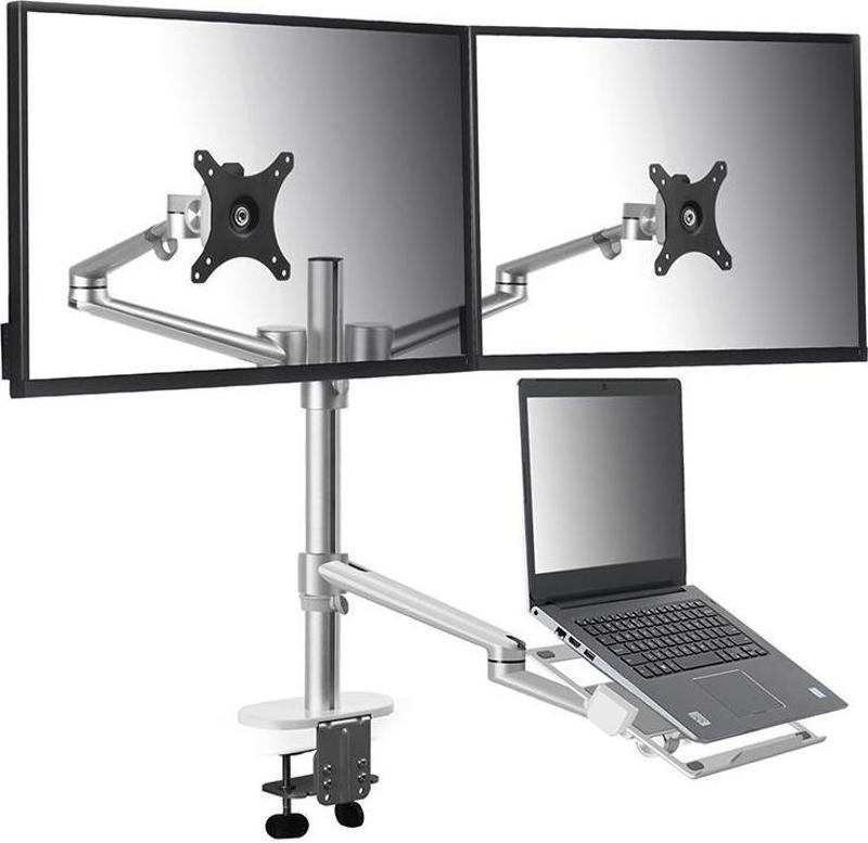 STD7093S 10"-27" Notebook Stand ve Vesa Monitör Tutucu Çift Kol-Gümüş Gri