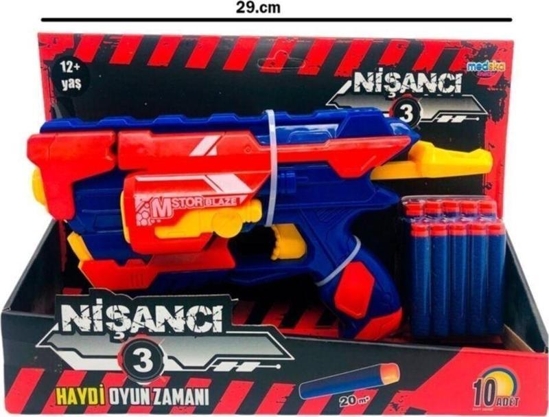 Yumuşak Sünger Köpük Mermi Atan Nerf Nişancı Nörf Silah Tabanca