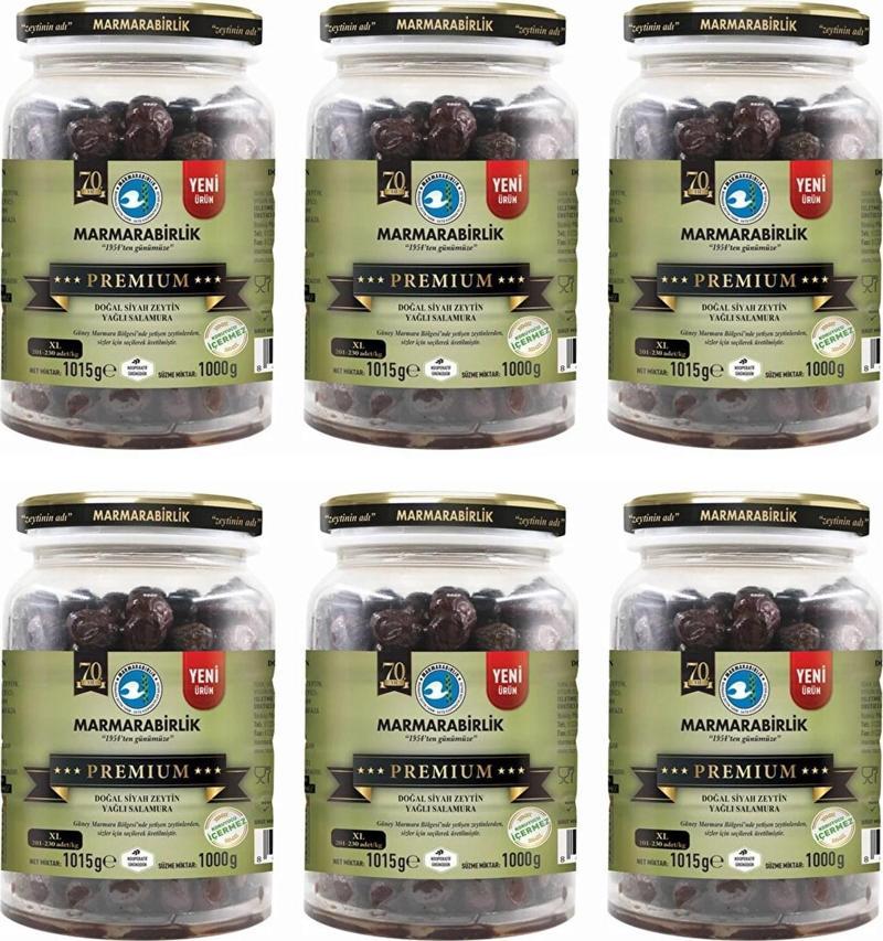 Premium XL Siyah Zeytin 1000 gr Cam Pet x 6 Adet