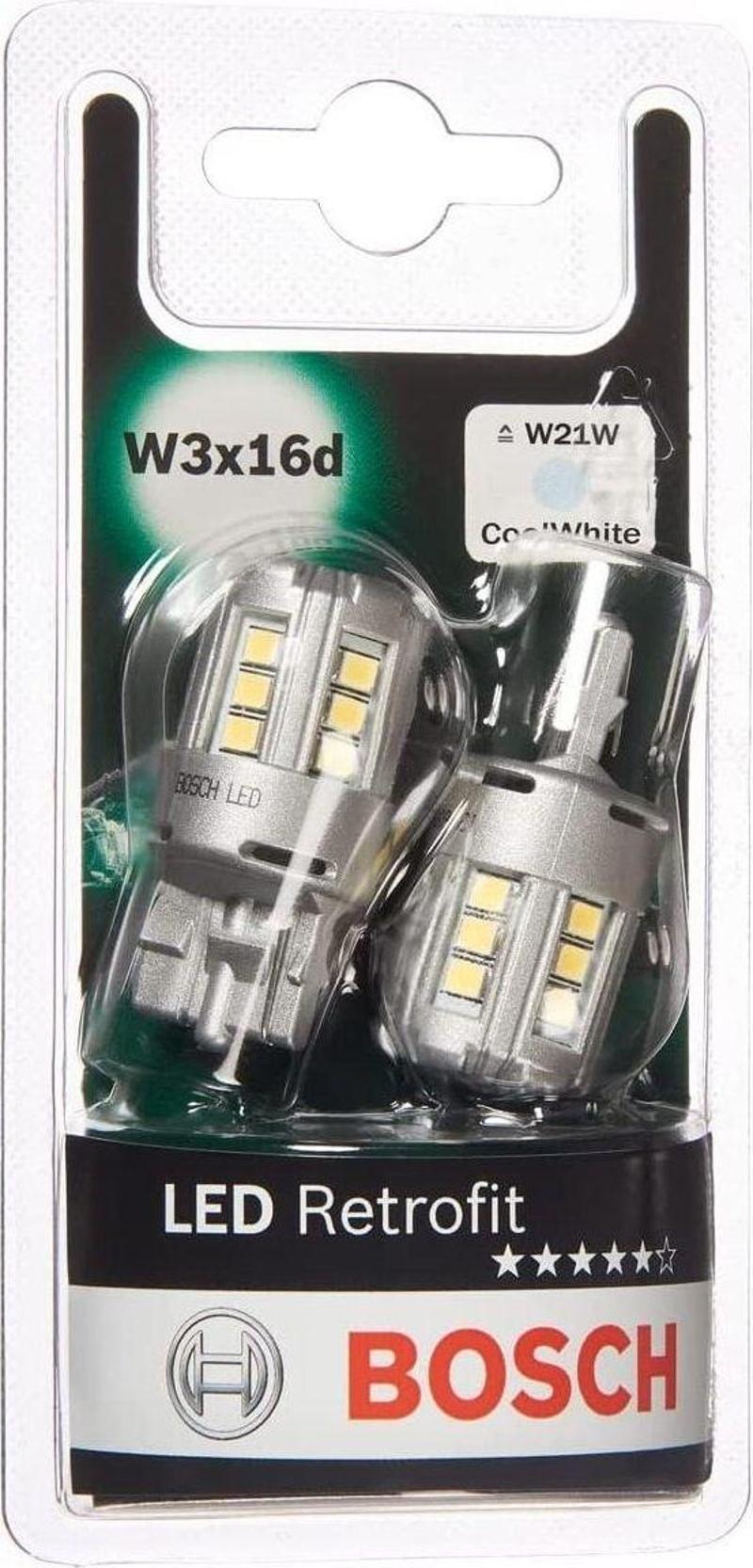 Led Retrofit W21W T20 Dipsiz Led Ampul 12V 6000K (W3x16d)