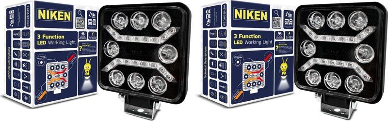 Pro 8 Led Kare 3 Fonksiyonlu Off Road Sis Farı Çalışma Lambası 2 Adet 12-24V 27W