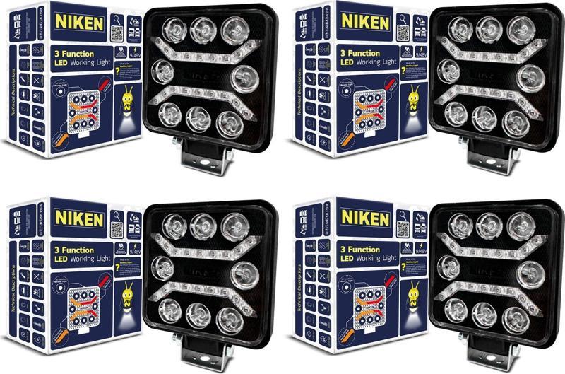 Pro 8 Led Kare 3 Fonksiyonlu Off Road Sis Farı Çalışma Lambası 4 Adet 12-24V 27W