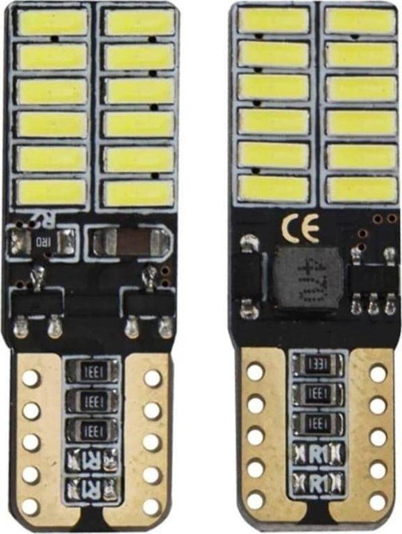 W5W T10 Dipsiz Beyaz Led Ampul Canbus 12V 24 Led 2 Adet