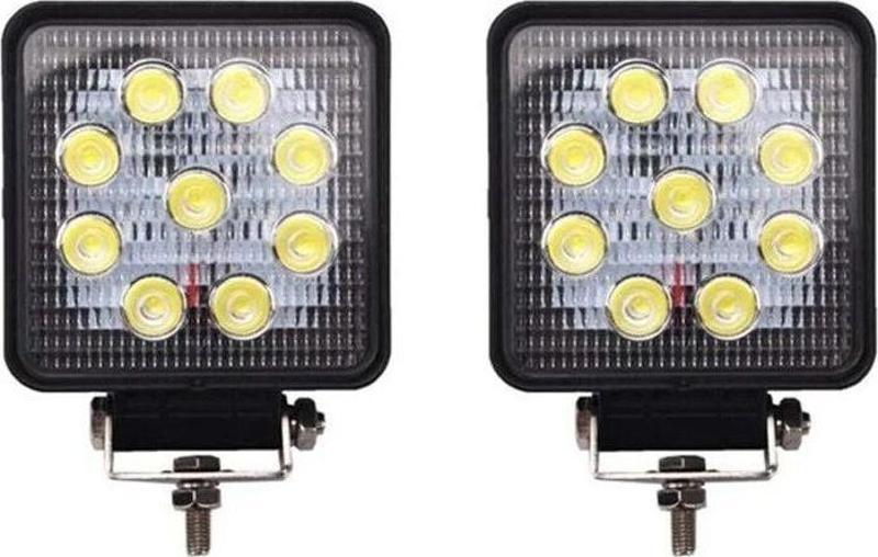 9 Led Kare Off Road Sis Farı Çalışma Lambası 2 Adet 10-30V 27W