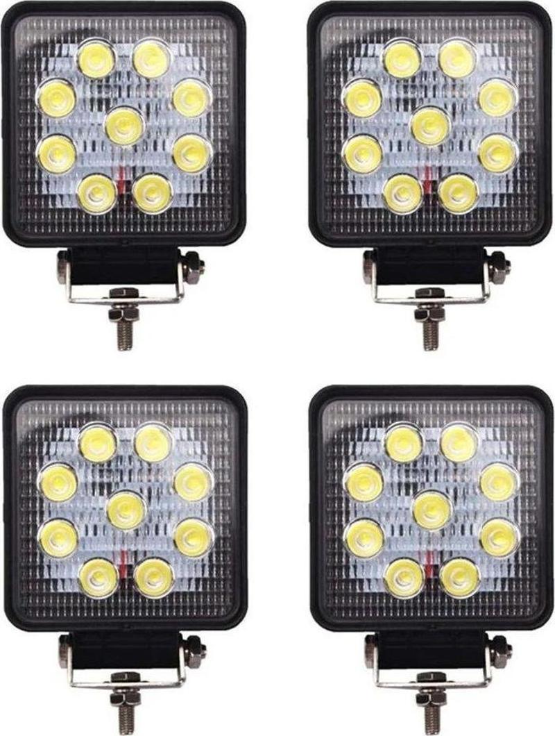 9 Led Kare Off Road Sis Farı Çalışma Lambası 4 Adet 10-30V 27W