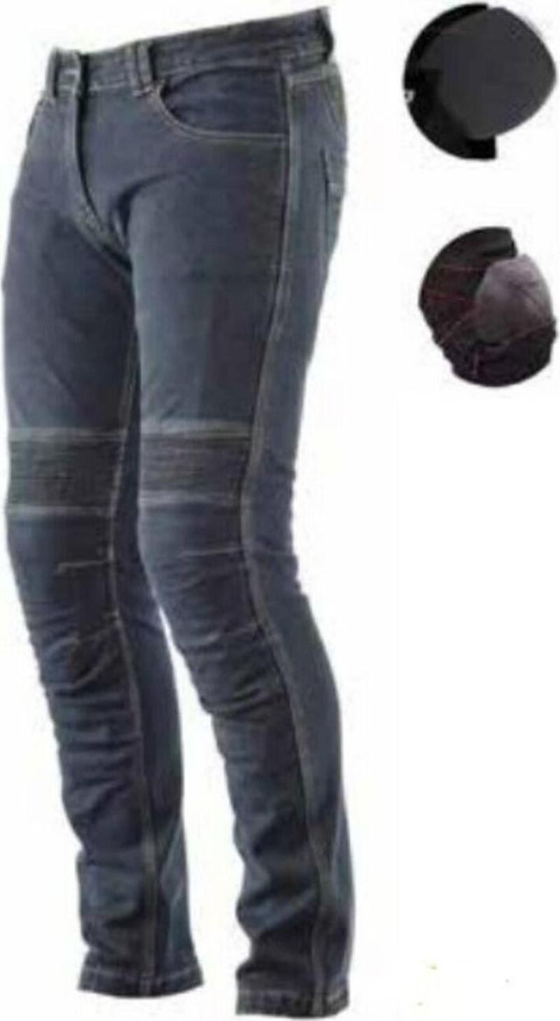 Motosiklet Pantolonu Likralı Esnek Kumaş Korumalı Kevlar Kot Motor Pantolon Blue Jean