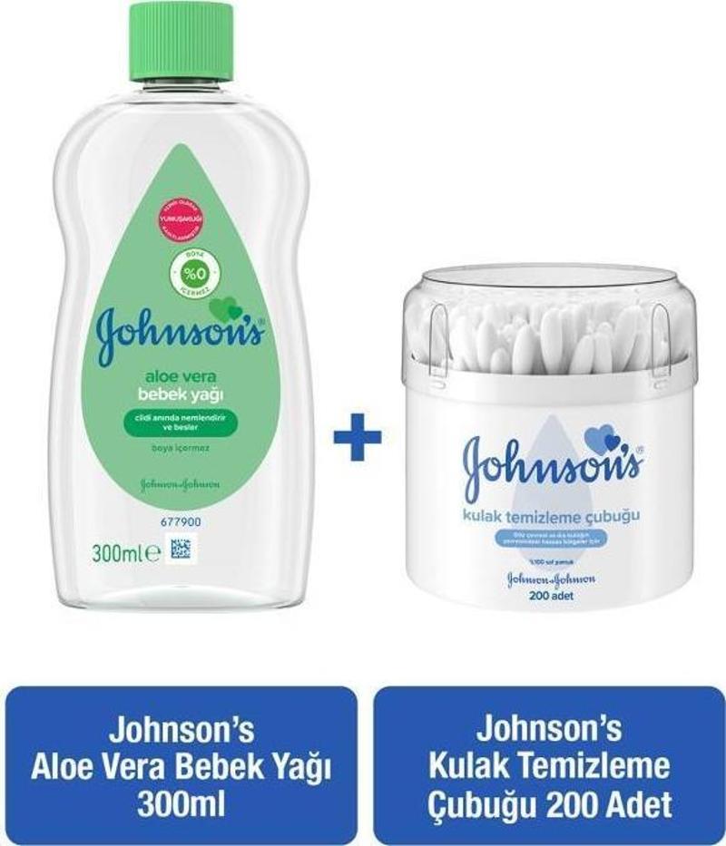 Johnson' Aloe Vera Bebek Yağı+Kulak Temizleme Çubuğu 200 lü