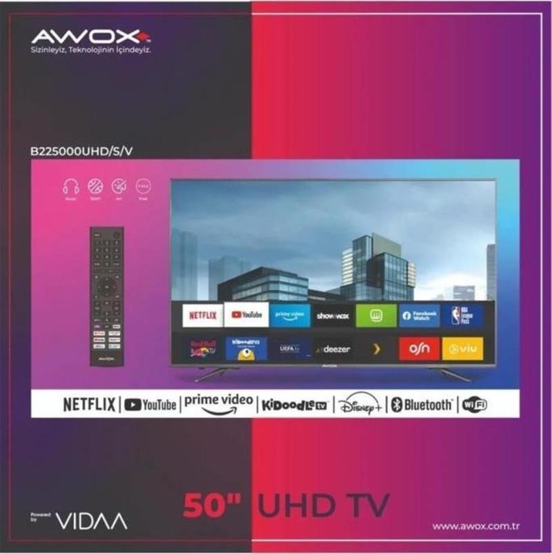 B235000 50" 127 Ekran Uydu Alıcılı 4k Ultra Hd Vidaa Smart Led Tv (çerçevesiz)