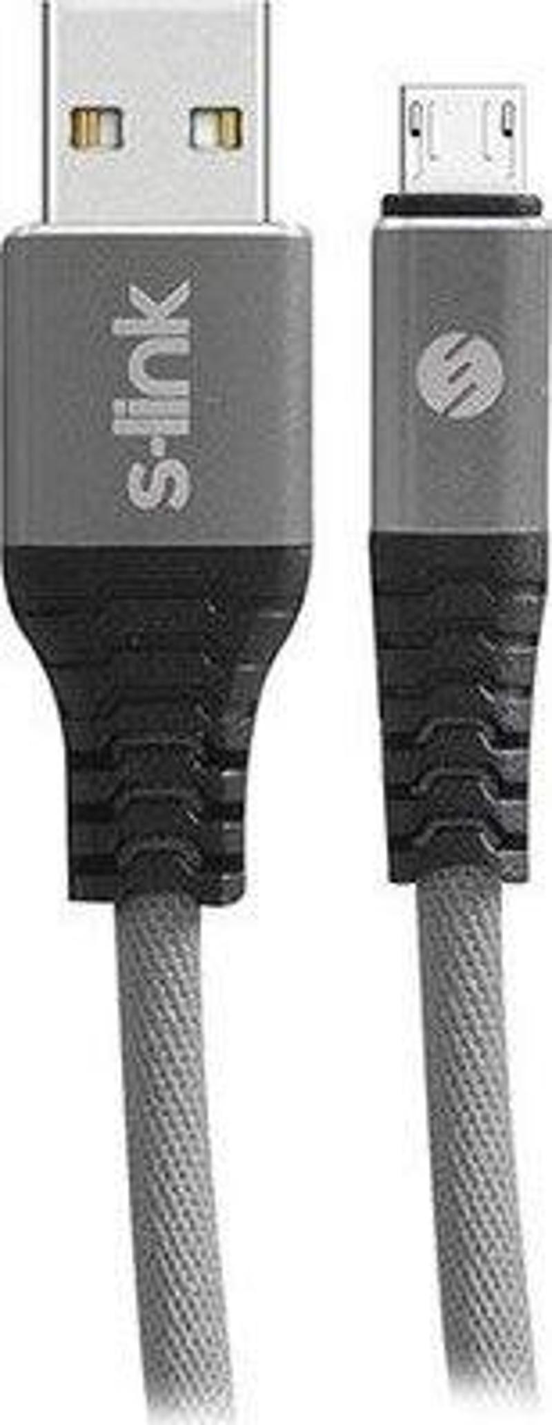 Swapp 1 m 2.4A Micro USB Kılıflı Gri Data ve Şarj Kablosu