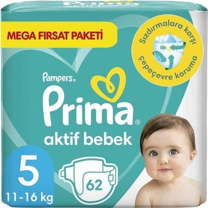 Aktif Bebek 5 Beden Bebek Bezi 62 Adet Junior Mega Fırsat Paketi