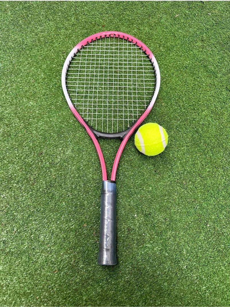 Çocuk Tenis Raketi Seti 21 Inç 1 Raket 1 Top Çantalı Set Pembe