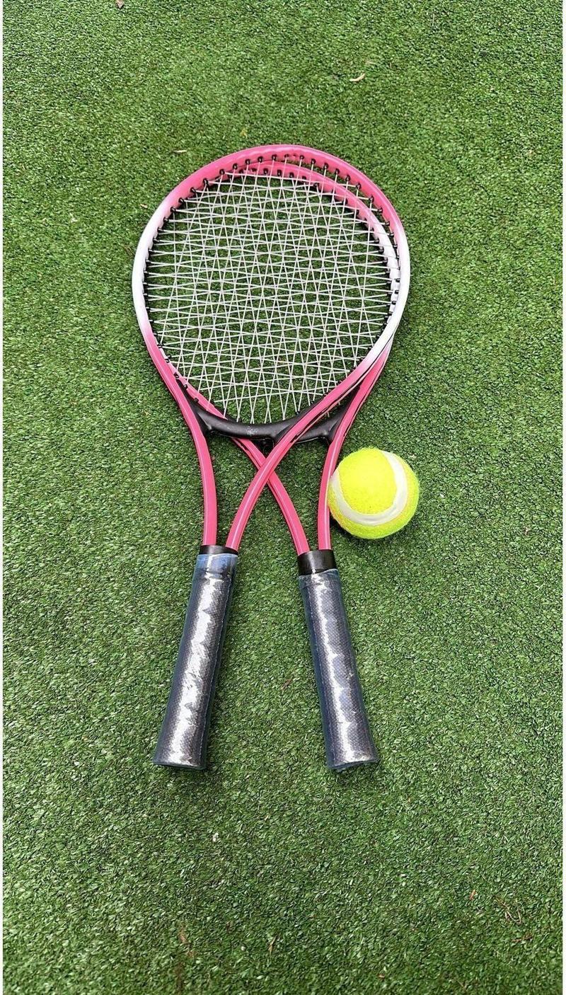 Çocuk Tenis Raketi Seti 21 Inç 2 Raket 1 Top Çantalı Set Pembe