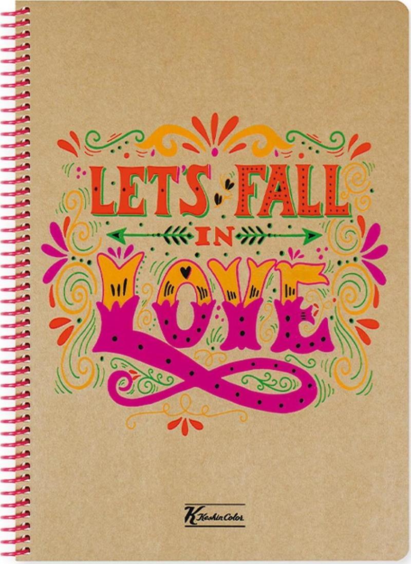 Çizgisiz Spiralli Sert Kapak Defter Doodles Love