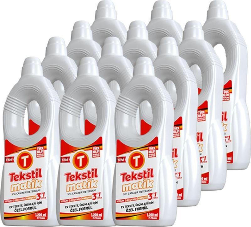 Ev Tekstili 3'Ü 1 Arada Sıvı Çamaşır Deterjanı 12 Adet X 1200 Ml