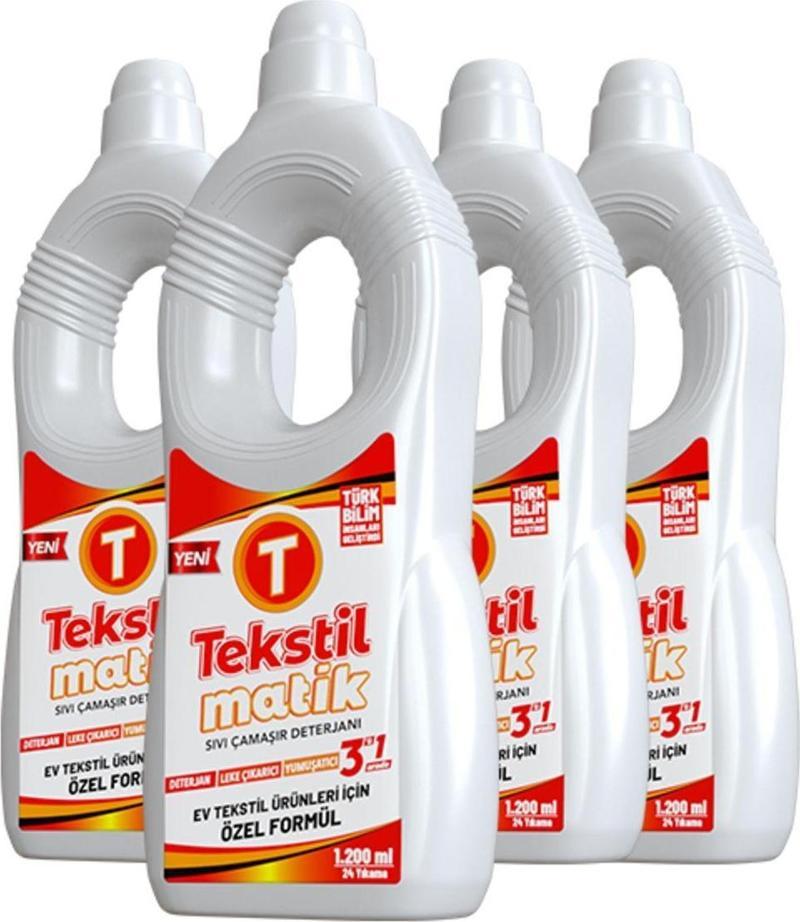 Ev Tekstili 3'Ü 1 Arada Sıvı Çamaşır Deterjanı 1200 Ml X 4 Adet