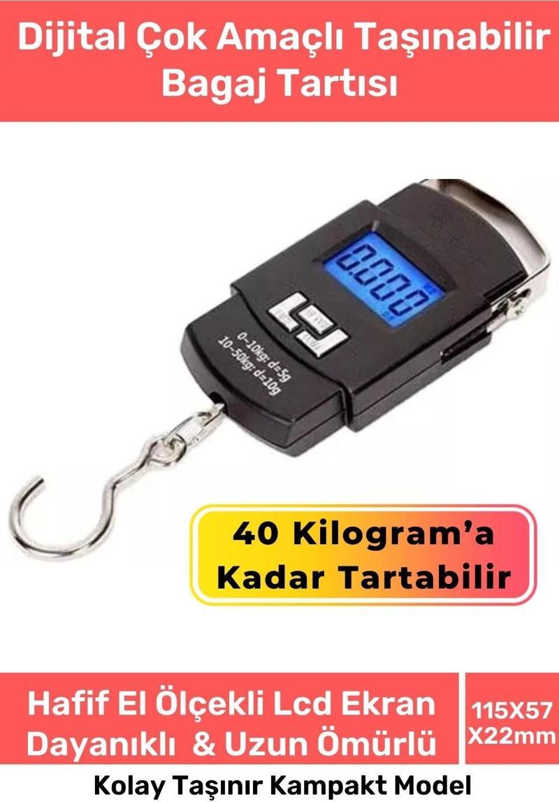 Deluxe Lcd Ekran Seyahat Bavul Ağırlık Tartı Dijital Çok Amaçlı Taşınabilir Bagaj Tartısı Max 40 Kg