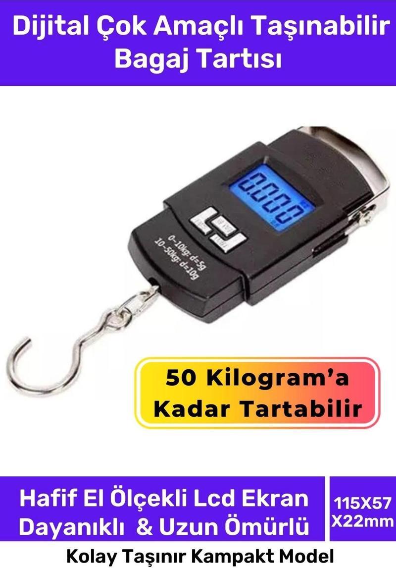 Deluxe Lcd Ekran Seyahat Bavul Ağırlık Tartı Dijital Çok Amaçlı Taşınabilir Bagaj Tartısı Max 50 Kg