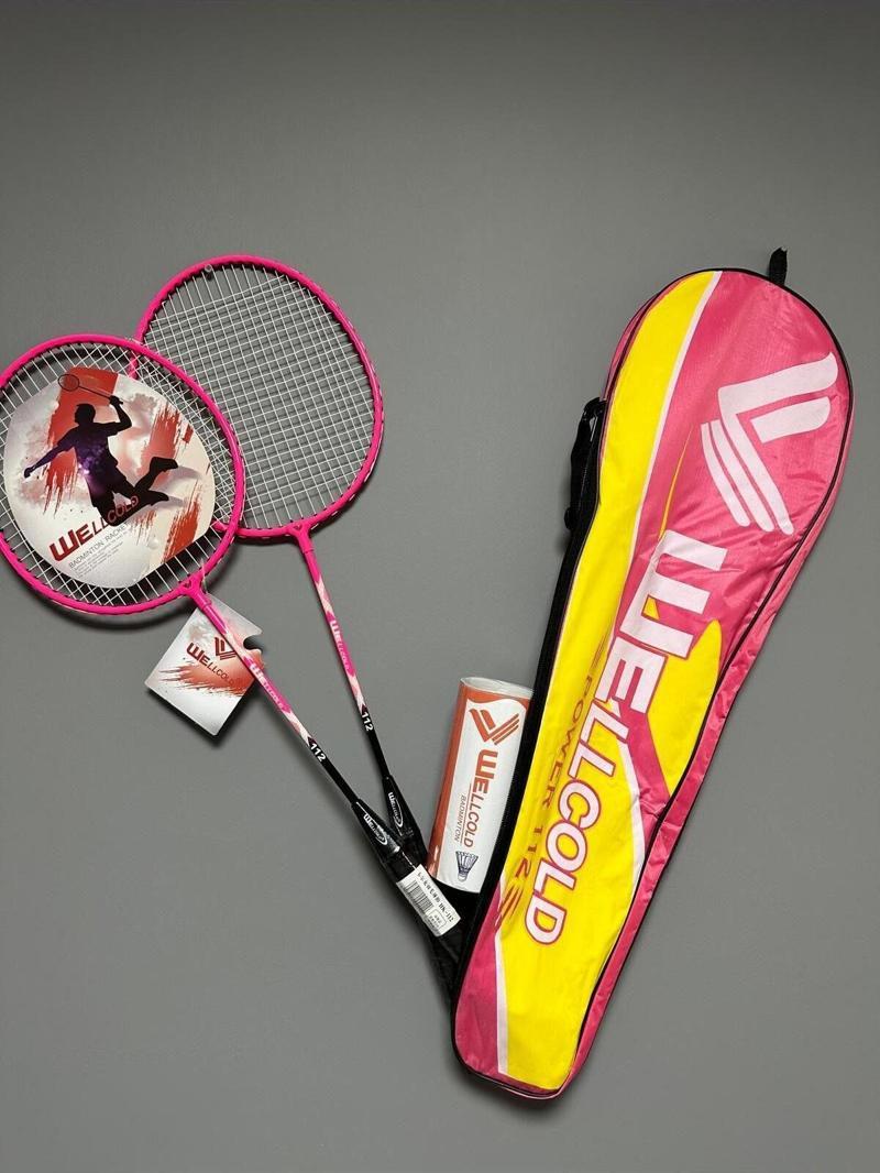 2 Adet Profesyonel Badminton Raketi Deluxe Badminton Çantası Seti + 3 Adet Badminton Topu 112