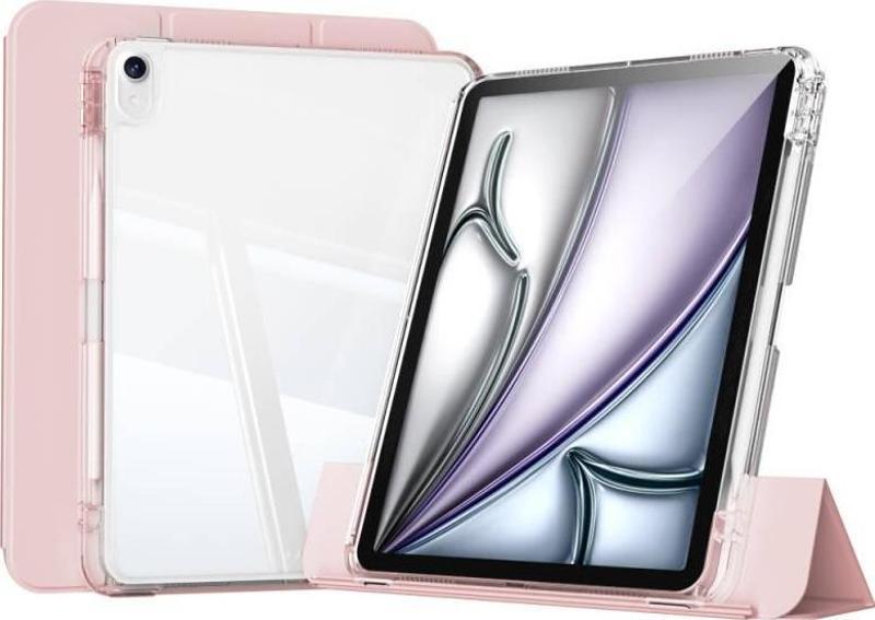 Apple iPad Air 4 10.9 inç Kılıf Magnetik Ayrılabilen Arkası Şeffaf Silikon Mıknatıslı Airbagli Sliding Tablet Kılıfı