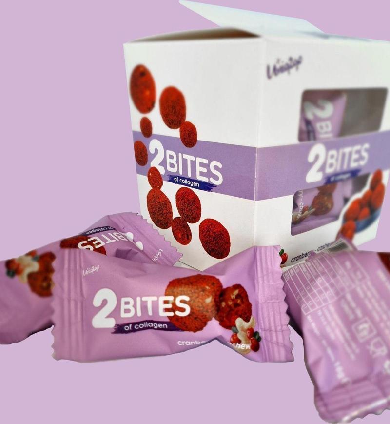 2 Bites Kaju Ve Kızılcık Parçacıklı Kolajen-Protein Topları (10 Adet X 16G)